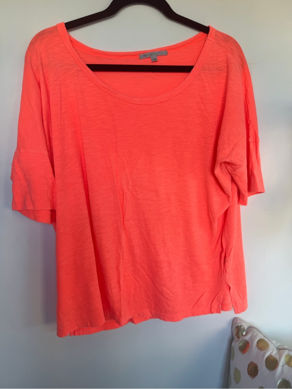 GAP Neon Coral Short Sleeve Scoop Neck Tee